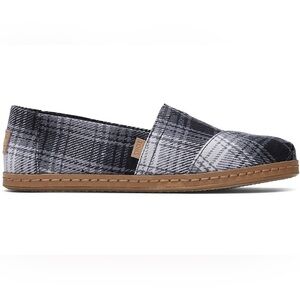 Toms Black White Gray Alpargata Leather Wrap Women’s Shoes Sz 8